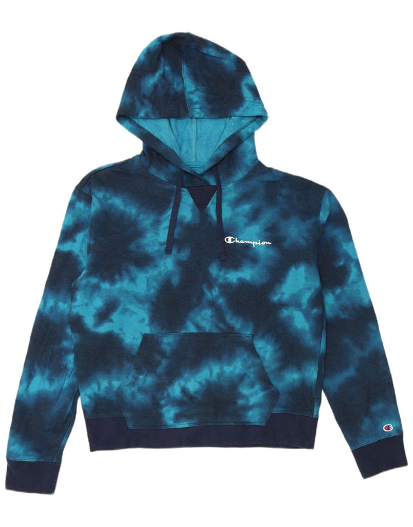 Pulover cu glugă Champion pentru femei UK 14 Medium Blue Tie Dye Bumbac