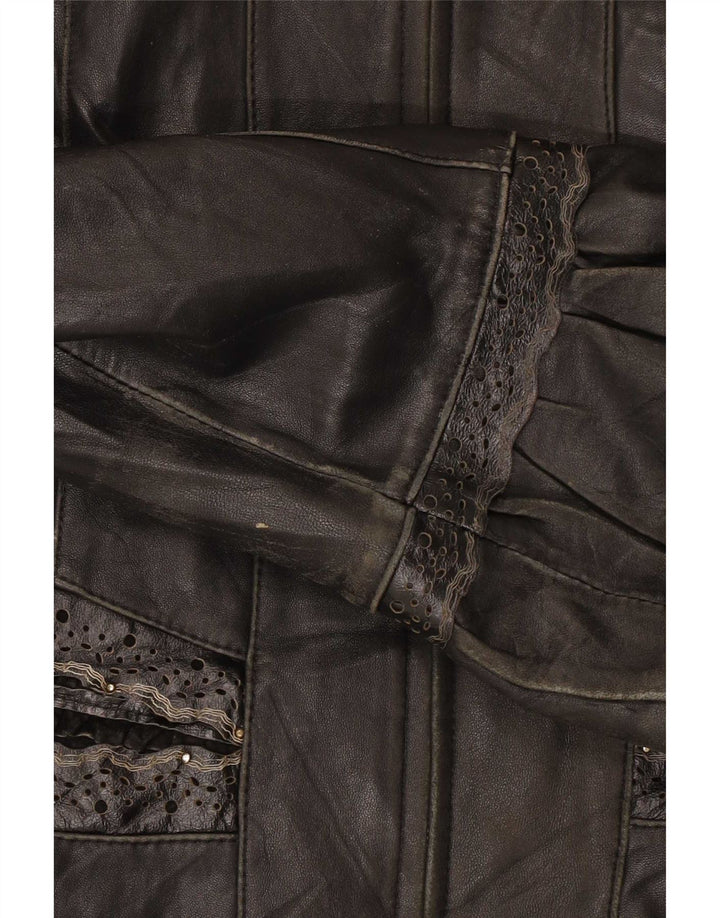 Jachetă de piele vintage pentru femei UK 12 Medium Black