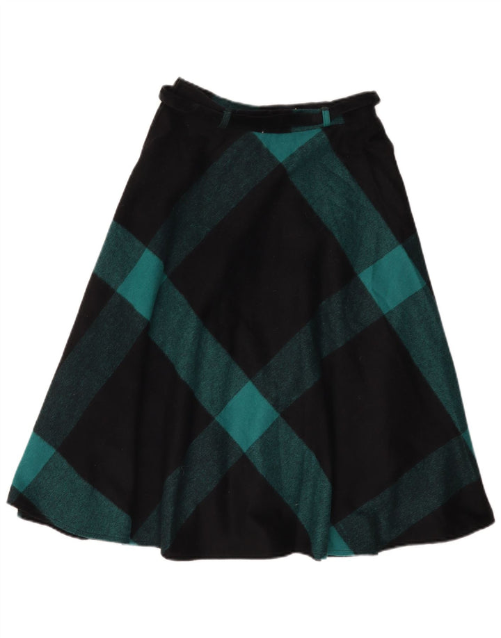 Fusta evazată pentru femei Vintage IT 42 Medium W26 Lână cu check negru