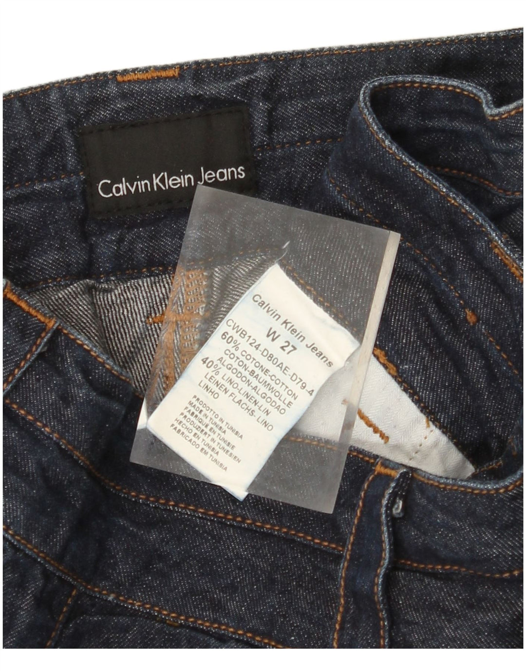 Blugi drepti pentru femei CALVIN KLEIN L27 L35 Bumbac bleumarin