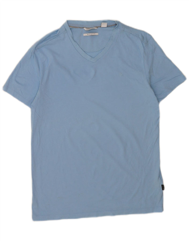 Tricou pentru bărbați Calvin Klein Slim Fit Top, bumbac albastru mediu