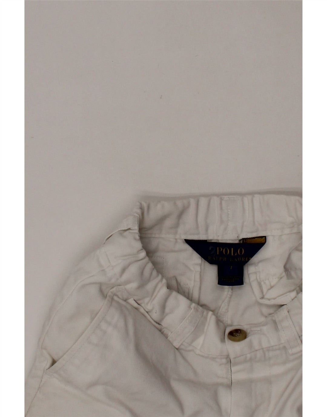 POLO RALPH LAUREN Pantaloni Pantaloni Chino Băieți 6-7 Ani W22 Bumbac Alb