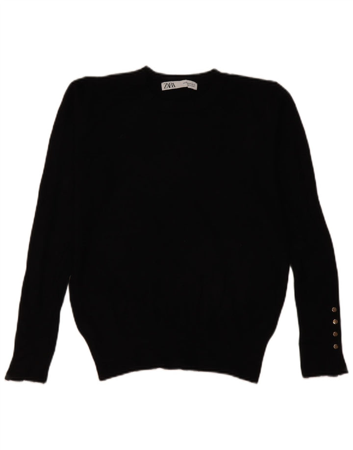 Pulover pentru femei Zara, cu gâtul turn, UK 14 Medium Black Viscose