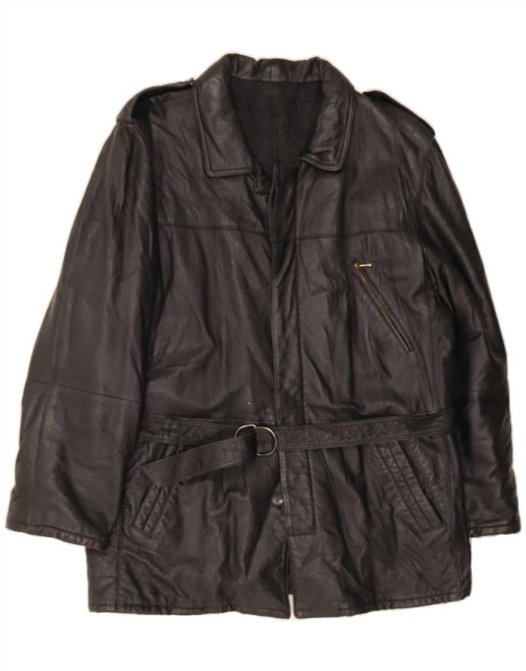 VINTAGE Mens Leather Jacket IT 50 Large Black Leather Vintage Vintage and Second-Hand Vintage from Messina Hembry 