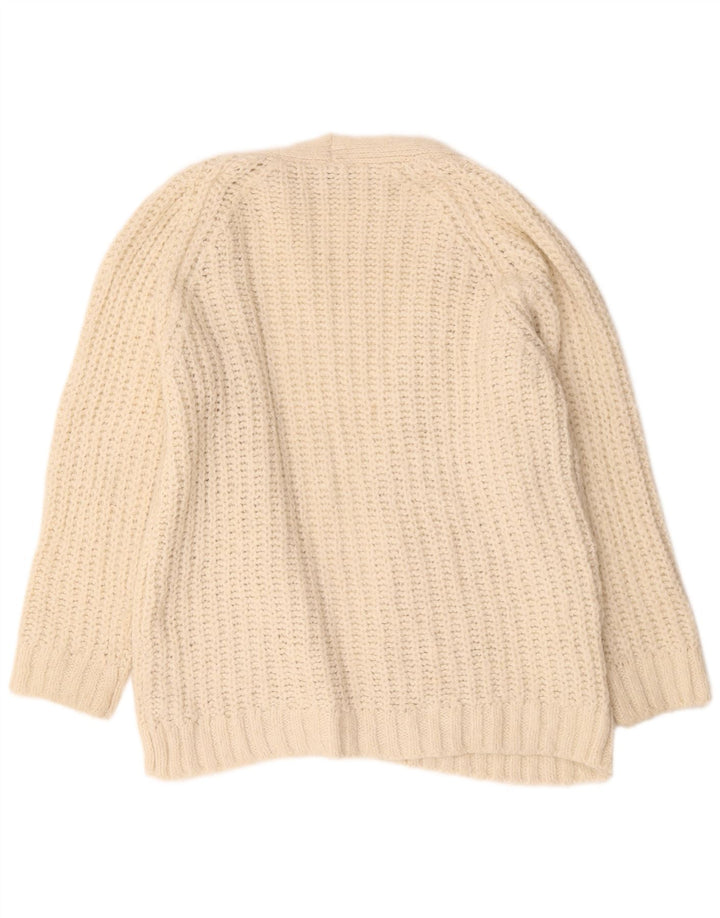 Pulover cardigan deschis supradimensionat pentru femei Zara UK 14 Medium Bej Acrilic