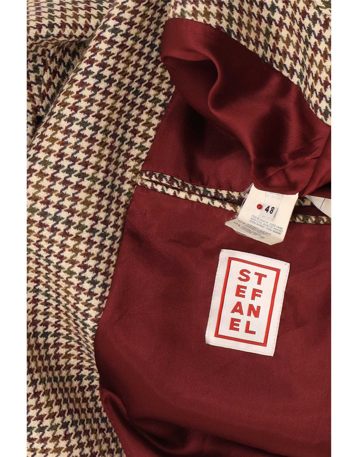 Jachetă pentru bărbați Stefanel cu 2 nasturi IT 48 Maro Mediu Houndstooth Acetat