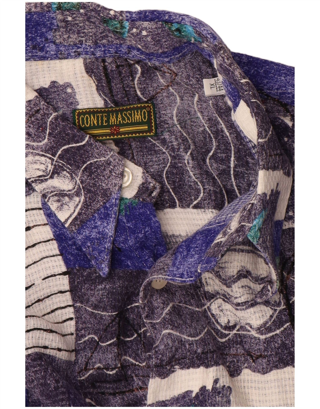 Cămașă cu mânecă scurtă pentru bărbați Conte Massimo cu model abstract Mărimea 43/44 XL Albastru