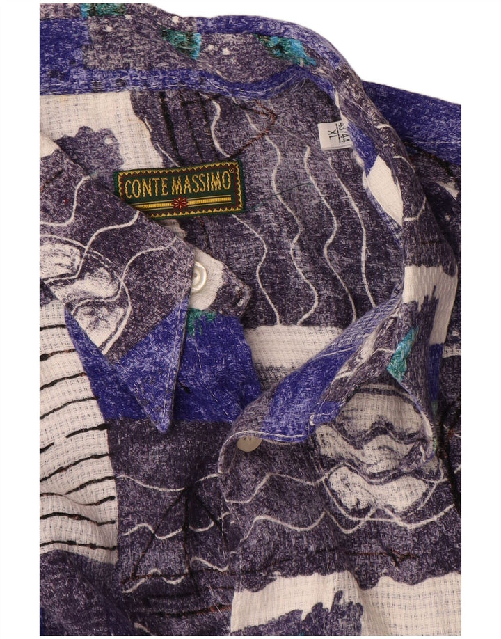 Cămașă cu mânecă scurtă pentru bărbați Conte Massimo cu model abstract Mărimea 43/44 XL Albastru
