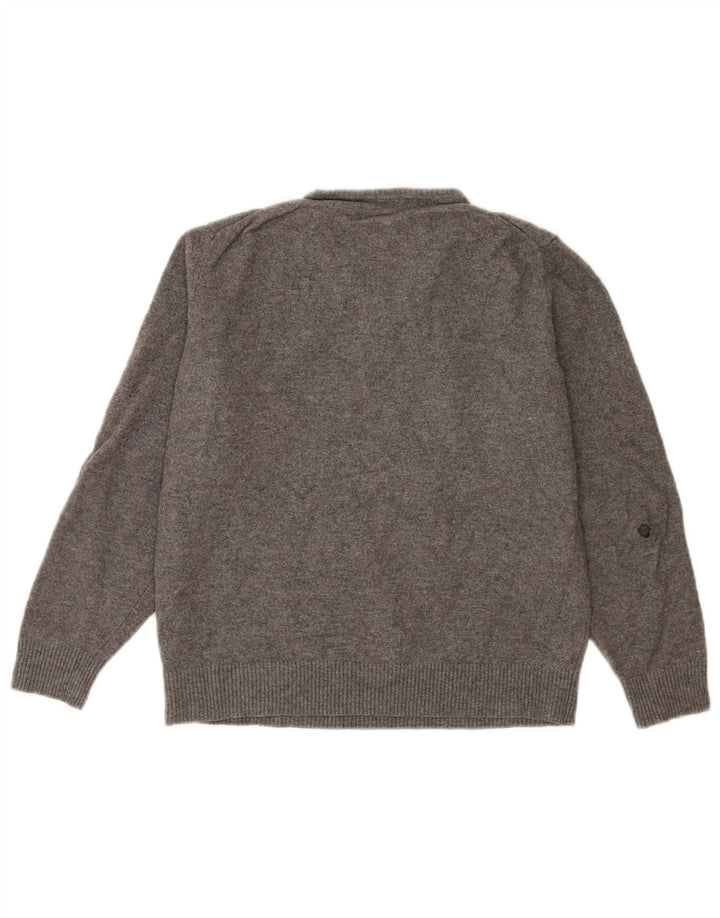 Pulover de damă Massimo Dutti cu decolteu în V, lână mare, gri