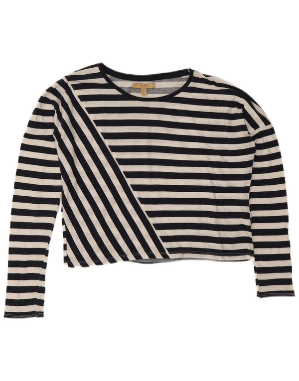 Top supradimensionat pentru femei Zara cu mânecă lungă UK 10 mic bumbac cu dungi negre