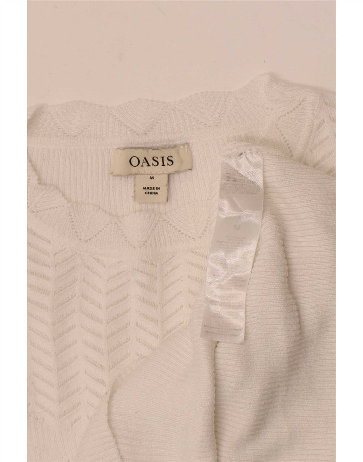 Pulover Oasis pentru femei cu decolteu rotund din poliester alb mediu UK 12