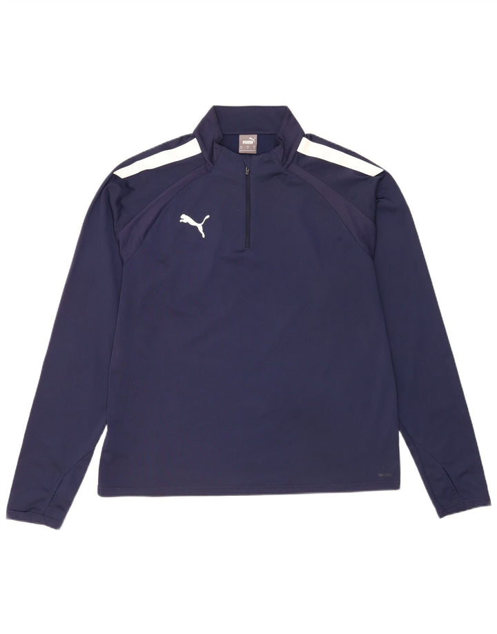 Top de trening Puma pentru bărbați, cu fermoar și gât, XL bleumarin, color block