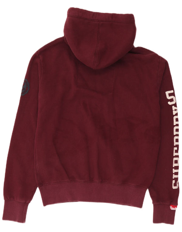 Pulover cu capota cu fermoar grafic Superdry pentru bărbați, bumbac burgundy mare