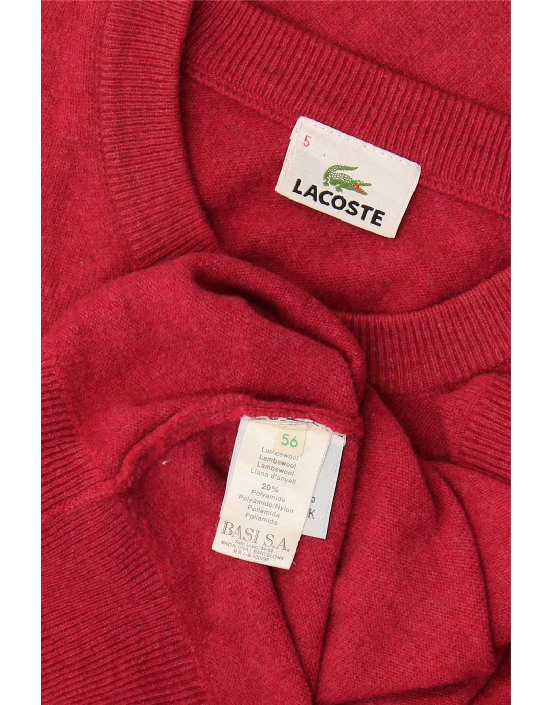 Pulover Lacoste pentru bărbați cu decolteu rotund, mărime 5, mare, roz de miel