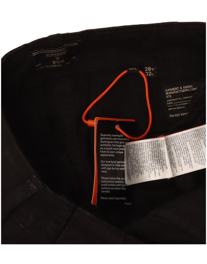 Pantaloni cargo subțiri Superdry pentru bărbați W28 L32 bumbac negru