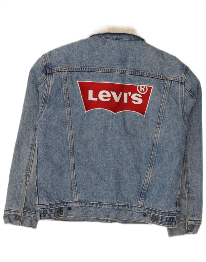 Jachetă Levi's pentru femei Graphic Sherpa Denim UK 10 Small Blue Bumbac
