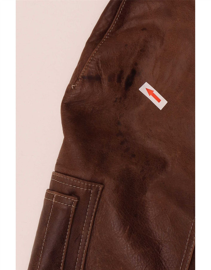 Jachetă Bomber din piele vintage pentru bărbați IT 52 2XL maro