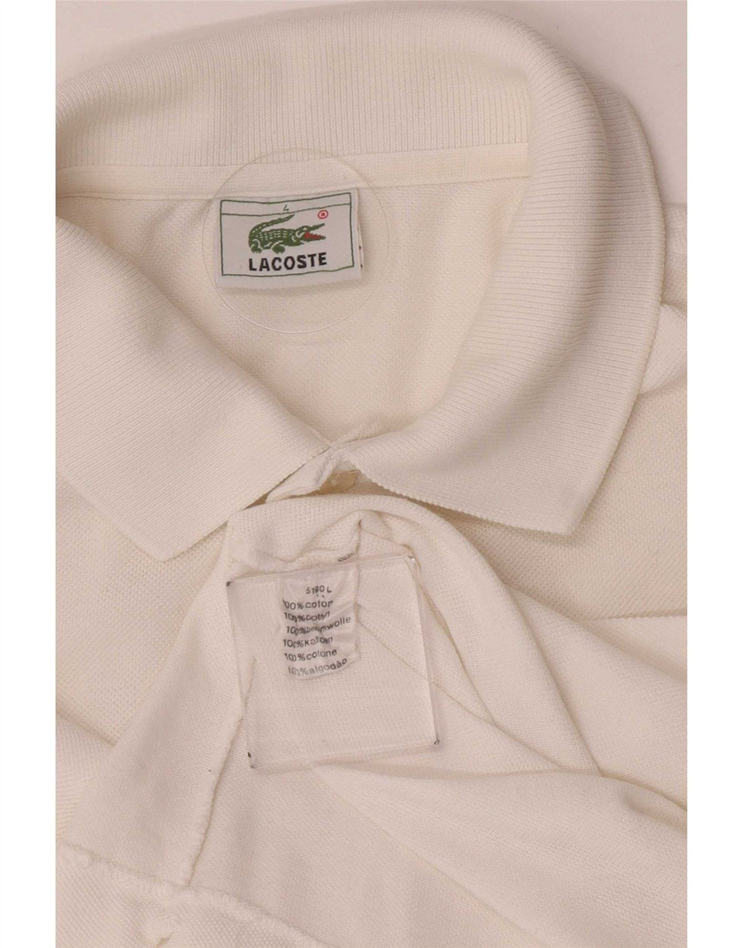 Tricou polo Lacoste pentru bărbați, mărimea 4, bumbac alb mediu