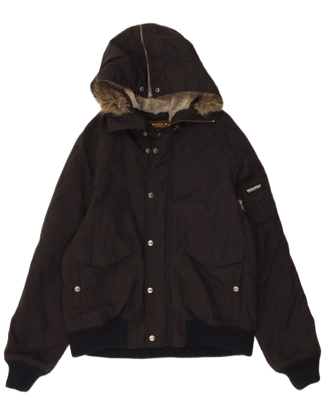 Jachetă bomber cu glugă pentru bărbați Woolrich UK 40, mare, negru, nailon