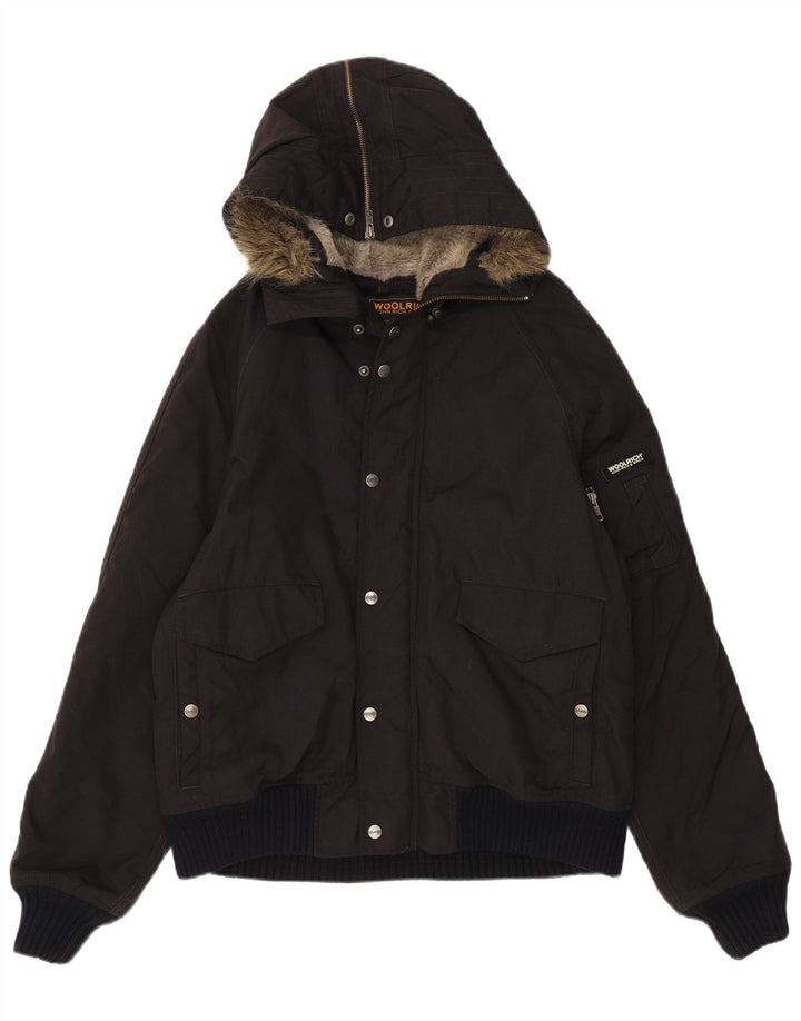 Jachetă bomber cu glugă pentru bărbați Woolrich UK 40, mare, negru, nailon