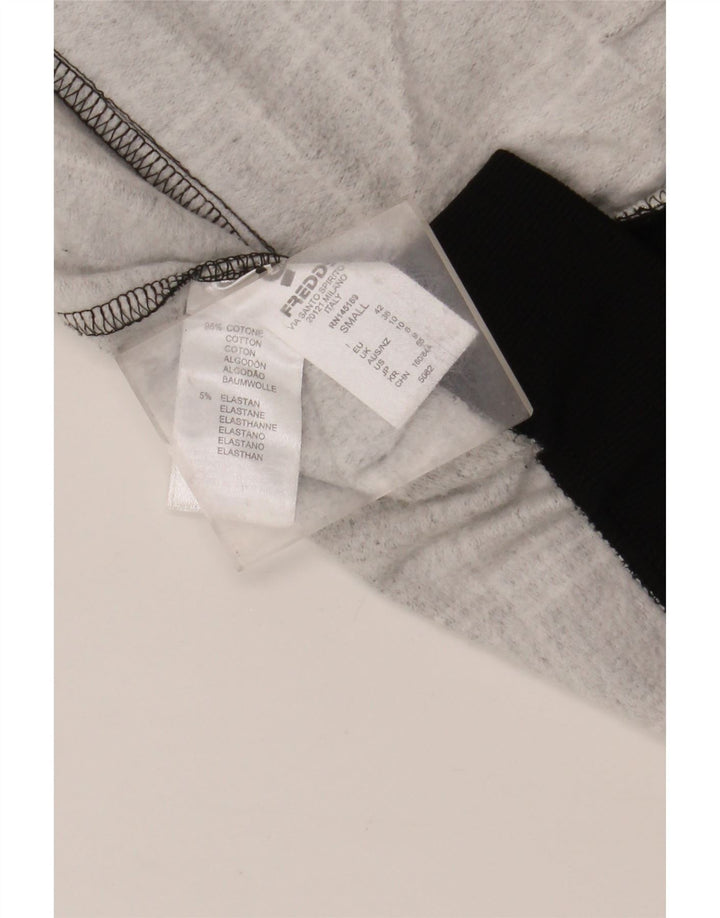 Freddy Pulover cu capota cu fermoar grafic pentru femei UK 10 Bumbac cu carouri gri mic