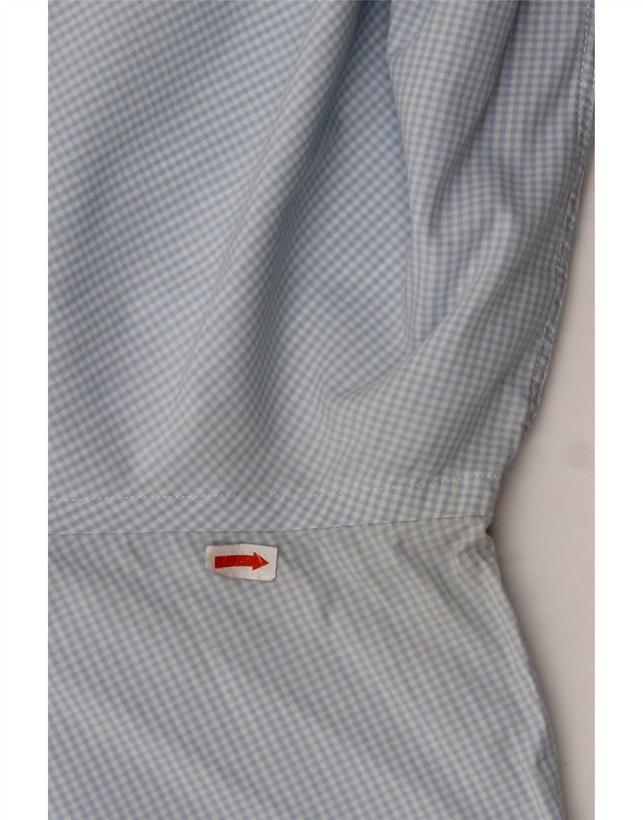 LACOSTE Mens Shirt Size 44 XL Blue Gingham Cotton