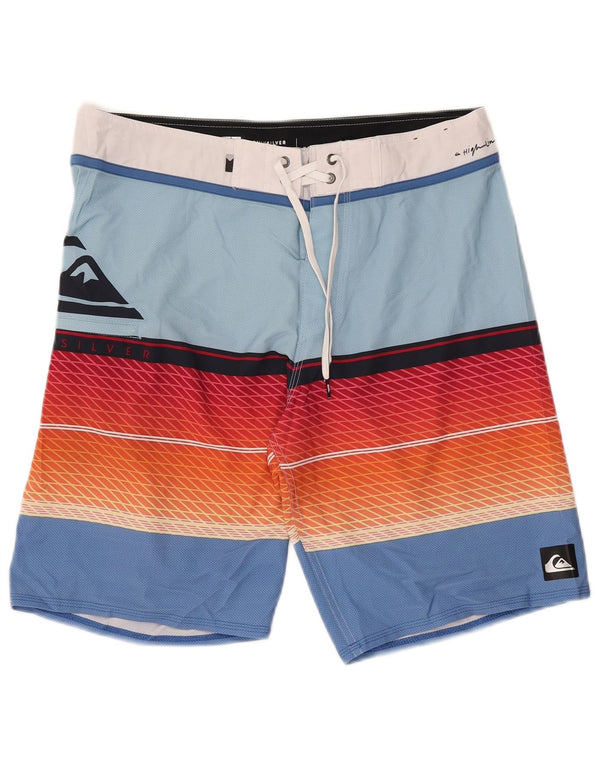 Pantaloni scurți de înot grafic Quiksilver pentru bărbați, poliester cu dungi albastre medii