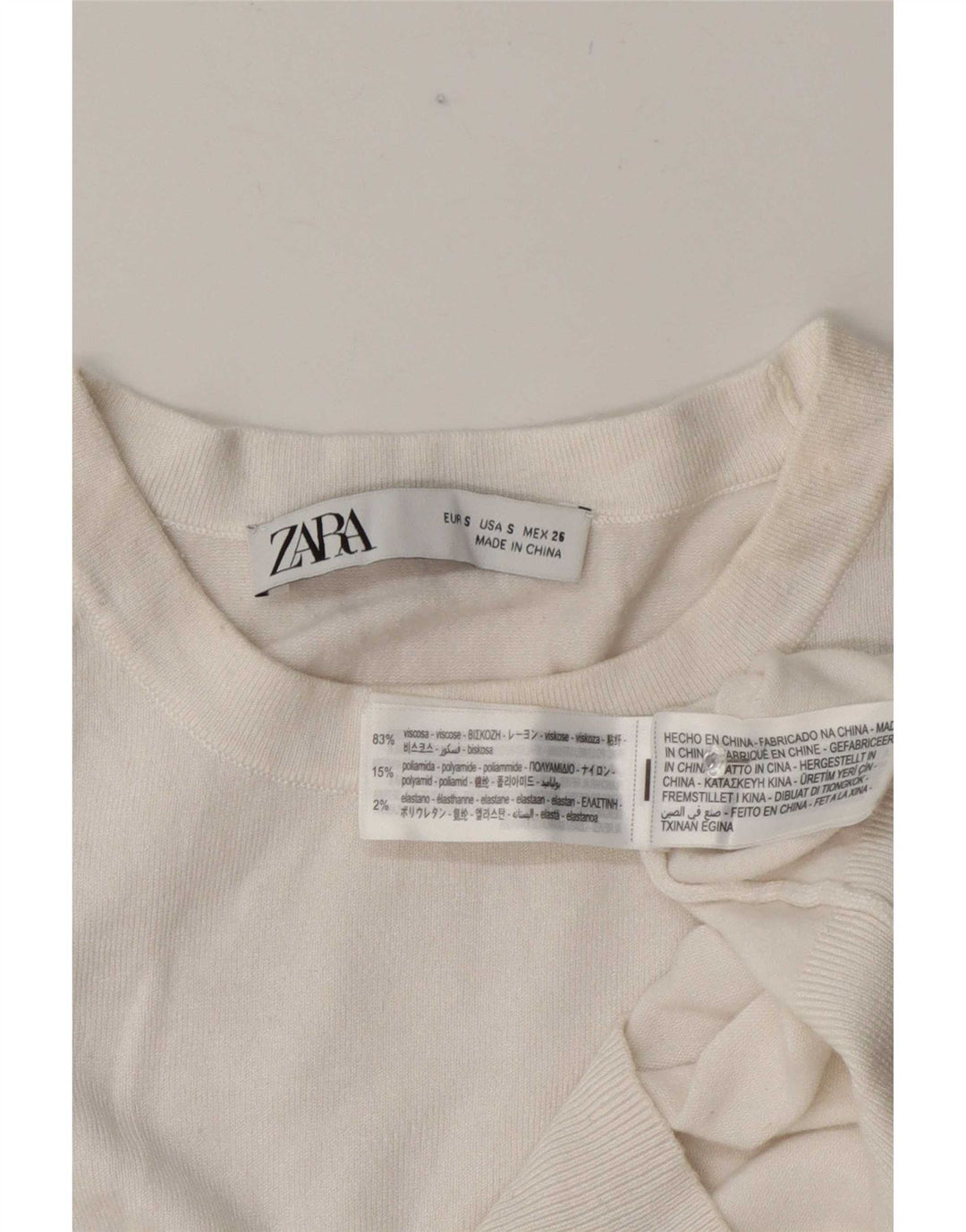 Crop Top cu mânecă scurtă pentru femei Zara UK 10 Small White Viscose