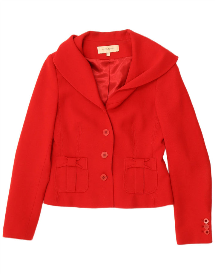 Sacou blazer pentru femei Karen Millen, cu 3 nasturi, UK 12 Lână roșie medie