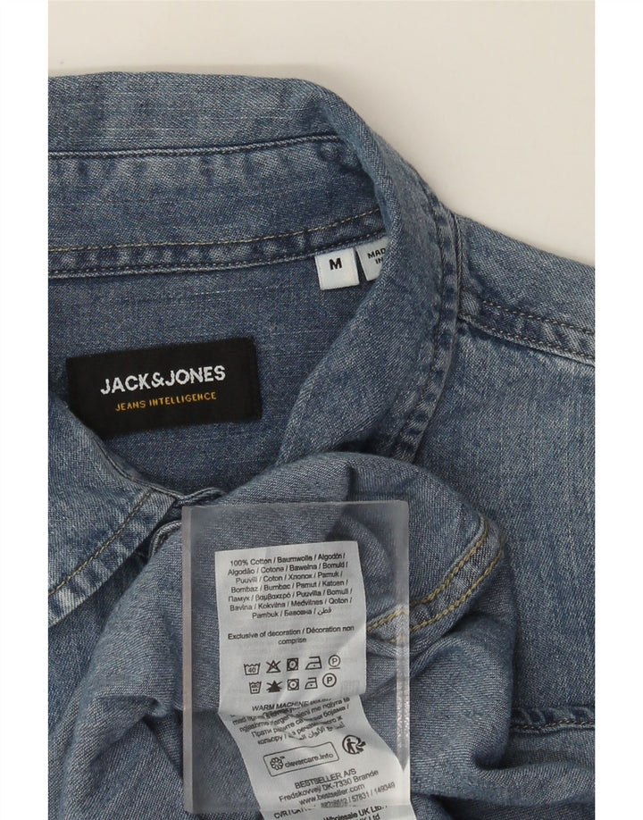 Cămașă Jack & Jones pentru bărbați din denim, bumbac albastru mediu