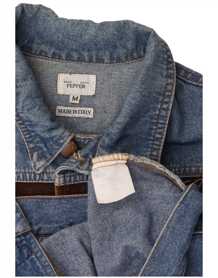 Jachetă de blugi supradimensionată pentru femei vintage UK 14, bumbac albastru mediu