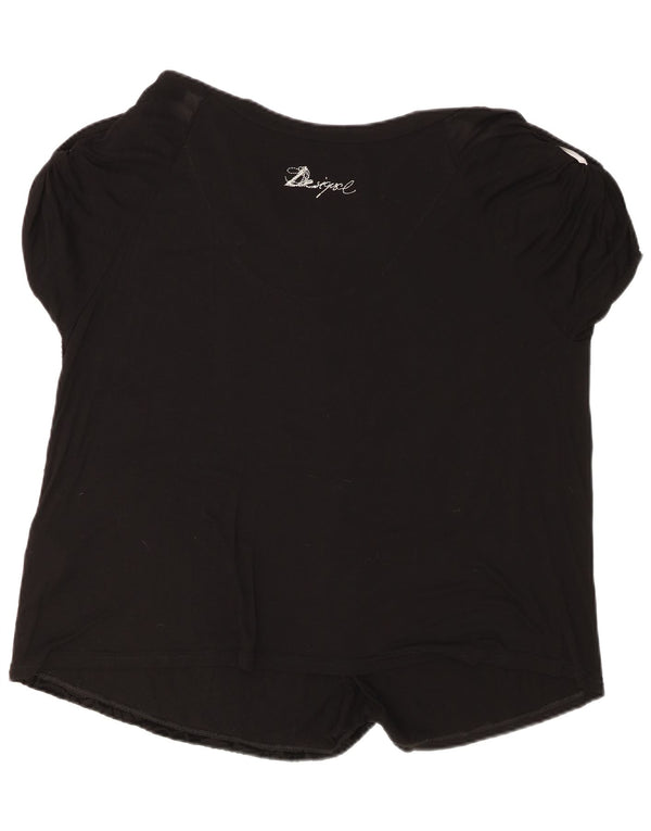 Desigual Womens Bluse Top UK 14 Medium Black Viscose
