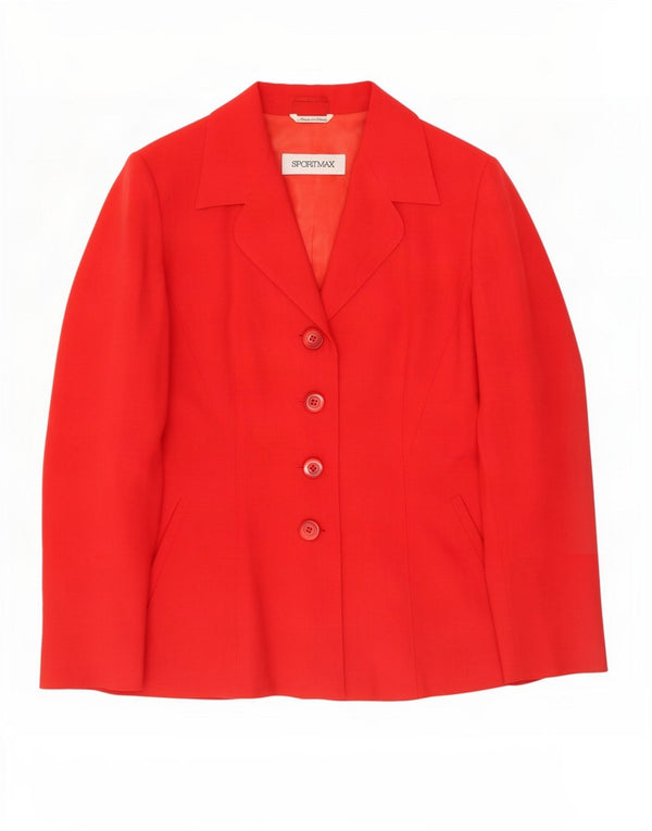 Jachetă Sportmax pentru femei, cu 4 nasturi, UK 14, lână virgină, roșie, mare