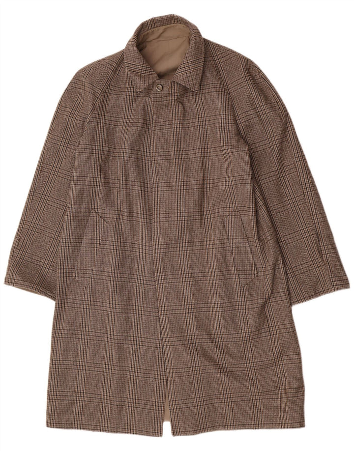 Pardesiu reversibil pentru bărbați vintage UK 40 mare, bej, poliester cu carouri
