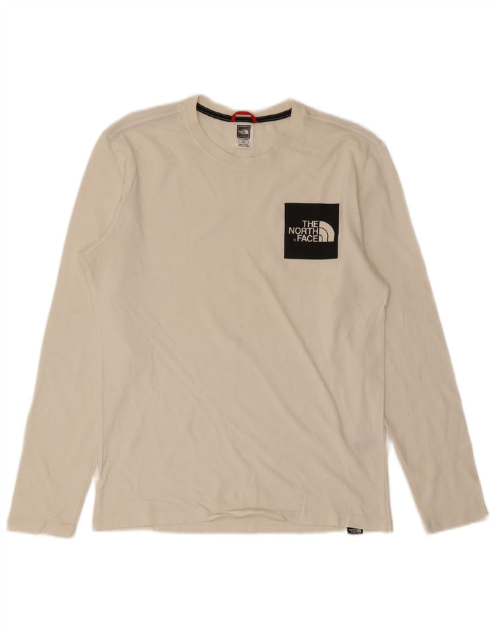 The North Face Top pentru bărbați cu mânecă lungă, mic, alb, din bumbac