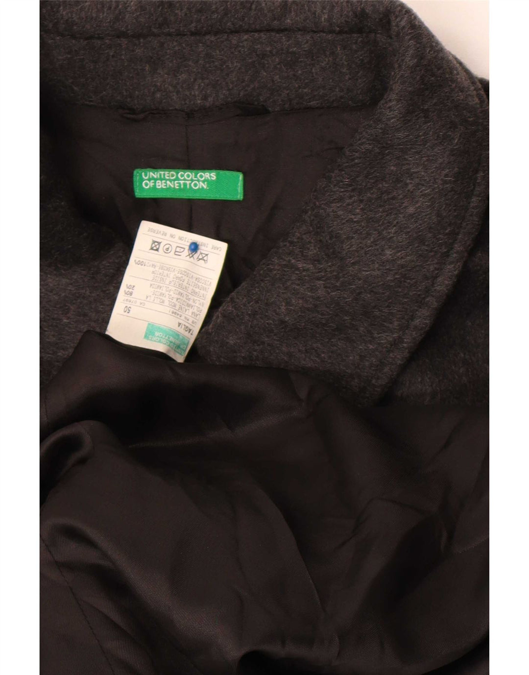 Pardesiu pentru bărbați Benetton IT 50 mare, lână gri