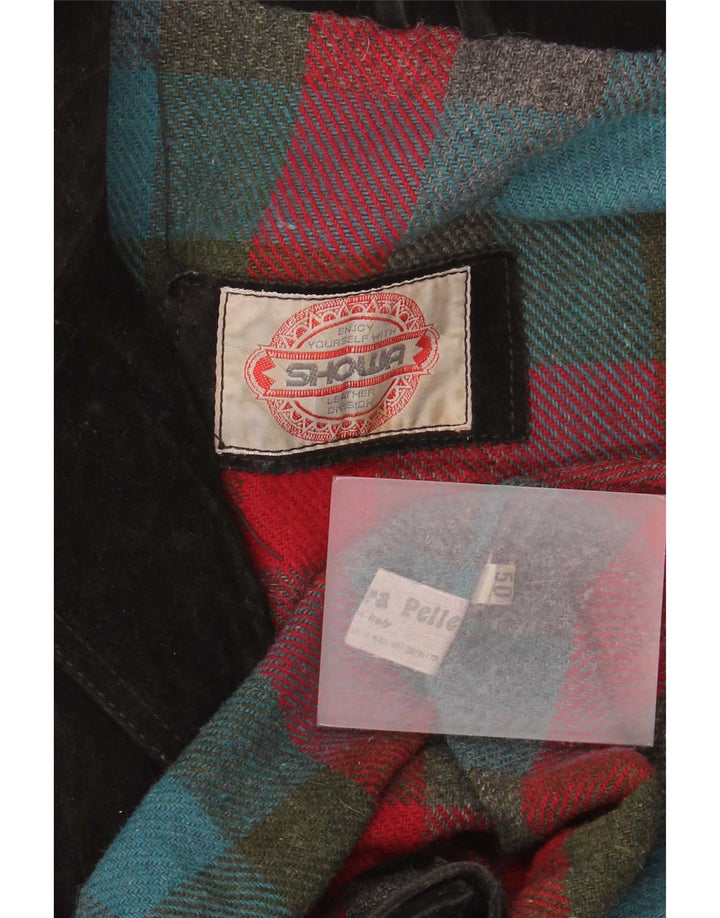 Jachetă Bomber Vintage pentru bărbați din piele intoarsa IT 50, mare, neagra