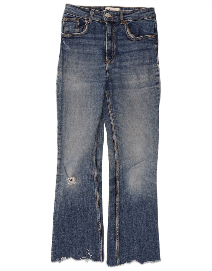 ZARA Womens Crop Bootcut Jeans EU 34 2XS W24 L25 Blue