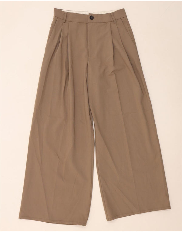 Pantaloni casual de damă Zara cu talie înaltă cu picioare largi Mici L27 L29 Bej