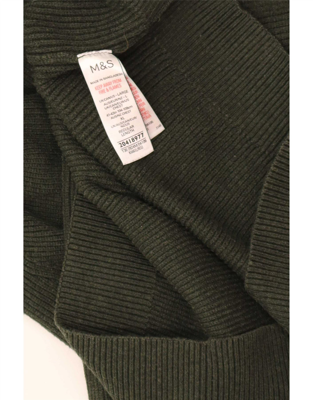 Pulover pentru bărbați Marks & Spencer, cu fermoar, cu gât, poliester mare kaki