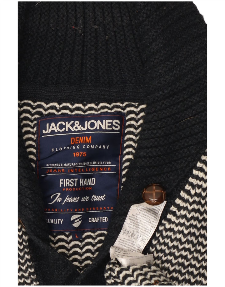Pulover cardigan pentru bărbați Jack & Jones, mare, negru, chevron acrilic