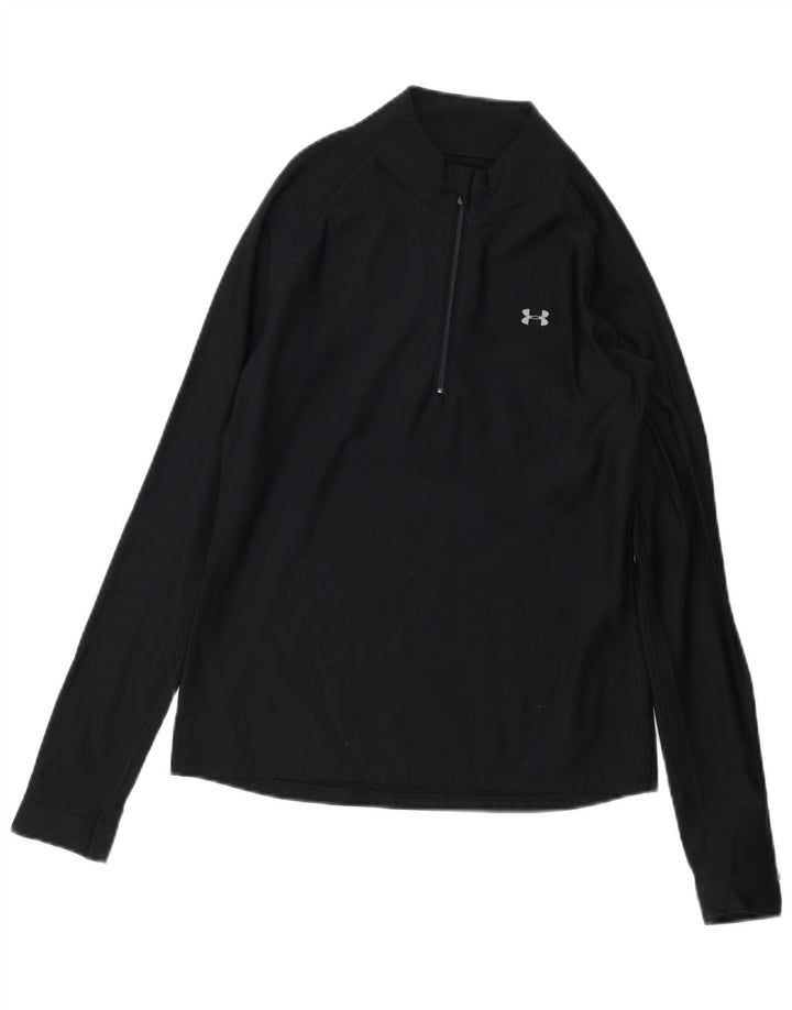 Top de trening UNDER ARMOUR pentru femei, cu fermoar și gât, cu pulover, UK 10, negru
