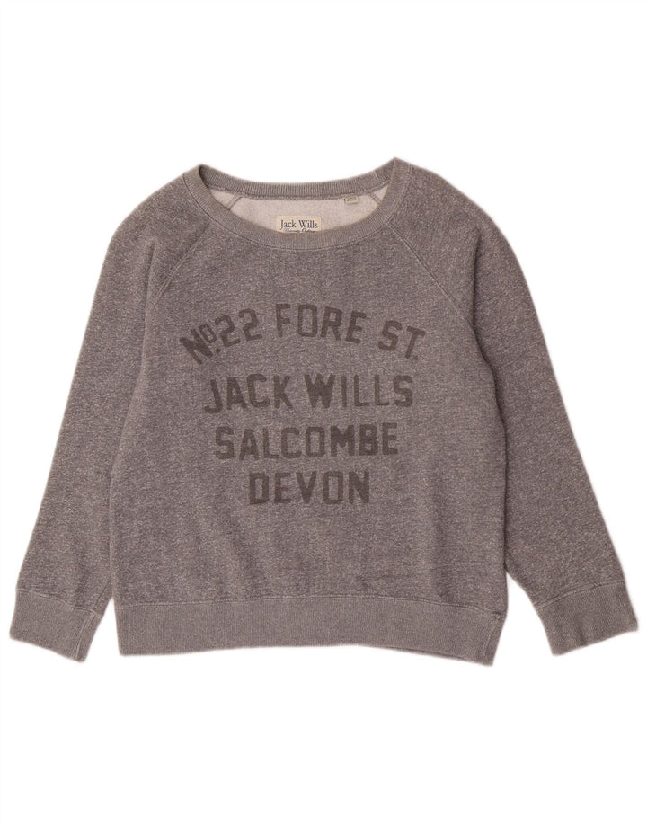 Pulover pentru femei Jack Wills cu grafic supradimensionat, UK 10, gri mic