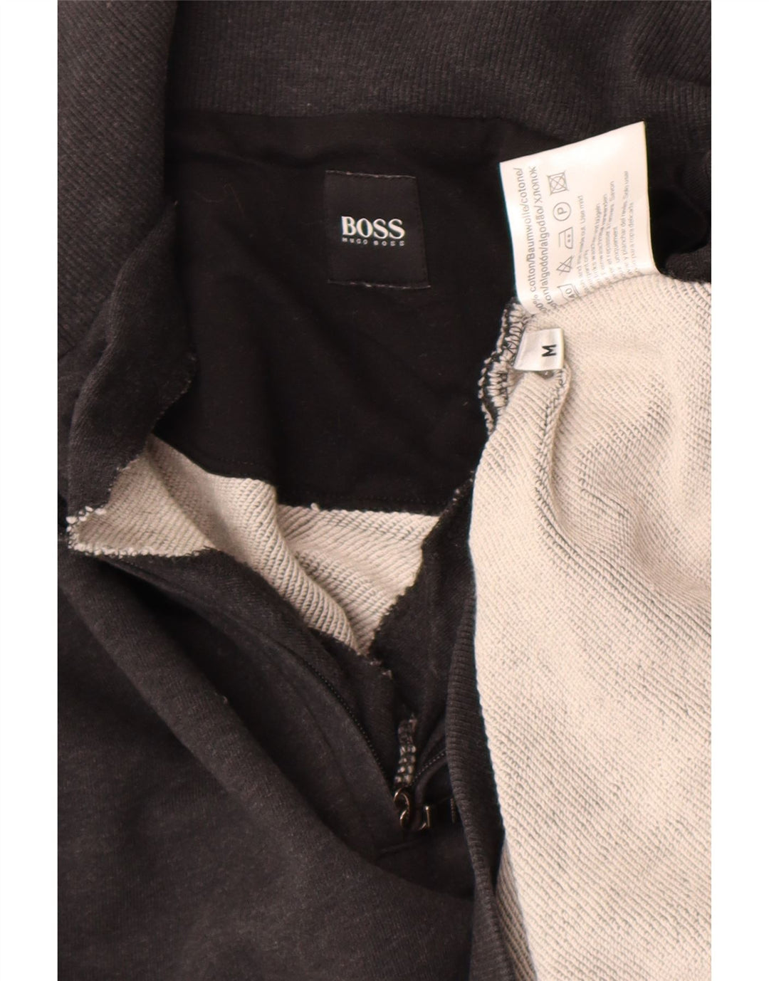 Hanorac pentru bărbați Hugo Boss, cu fermoar, cu gât, din bumbac, gri mediu