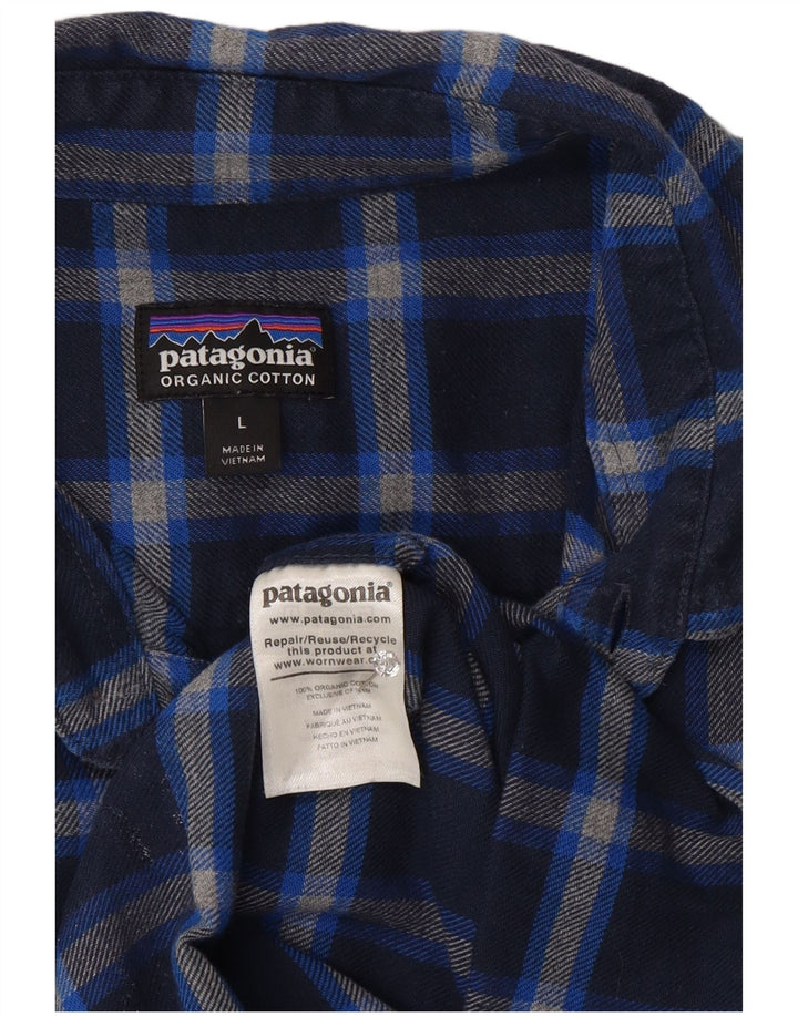 Cămașă de flanel pentru bărbați Patagonia, bumbac cu carouri albastre mari