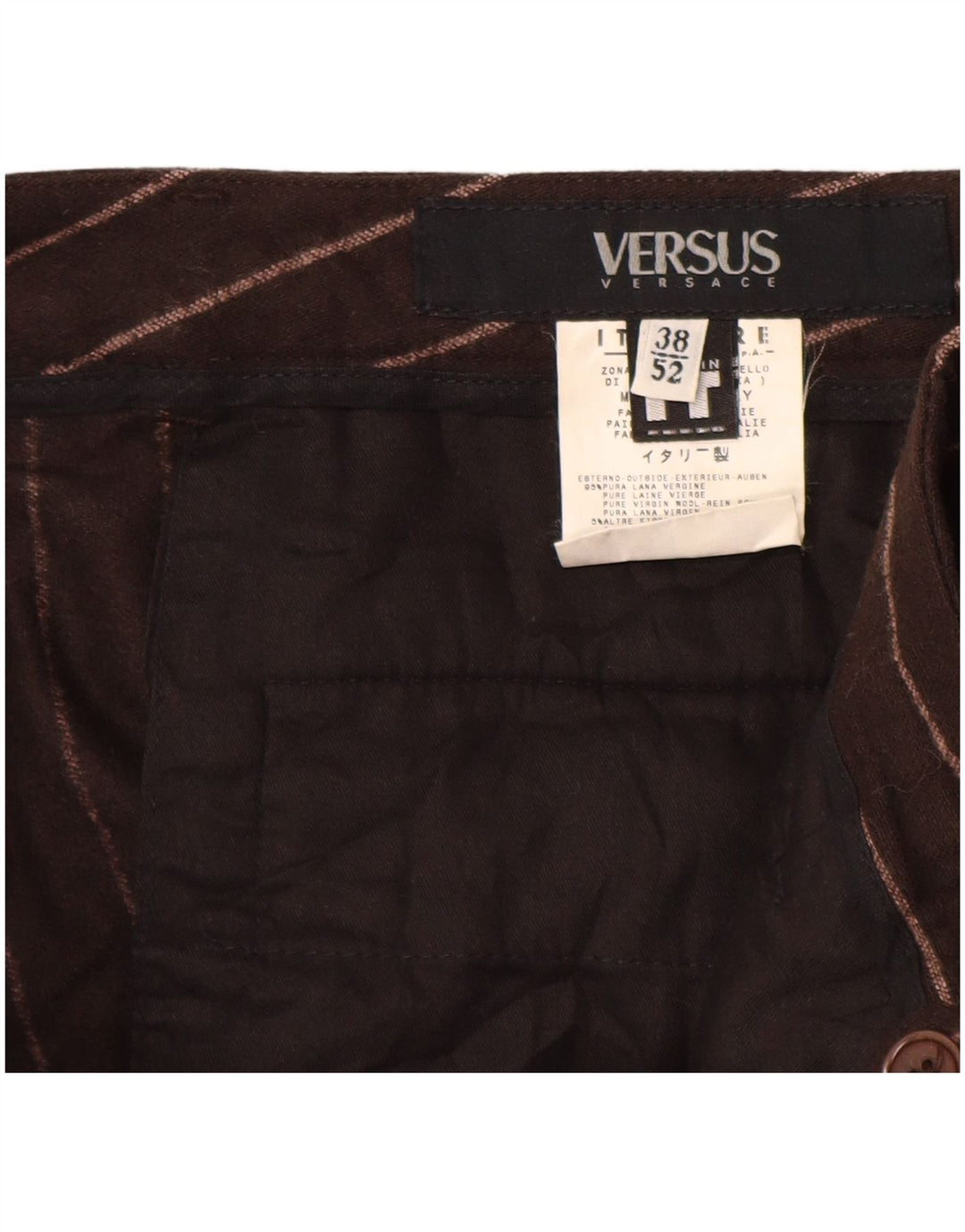 VERSACE Pantaloni casual Versus pentru femei IT 52 2XL W38 L29 maro cu dungi