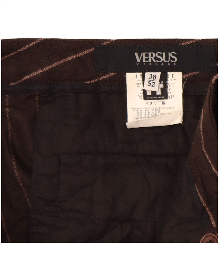 VERSACE Pantaloni casual Versus pentru femei IT 52 2XL W38 L29 maro cu dungi