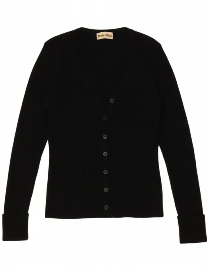 PENNY PULL Womens Cardigan Sweater UK 12 Medium Black Wool