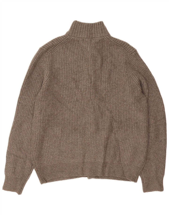 Pulover cardigan pentru bărbați Marks & Spencer, lână mare maro cu pete