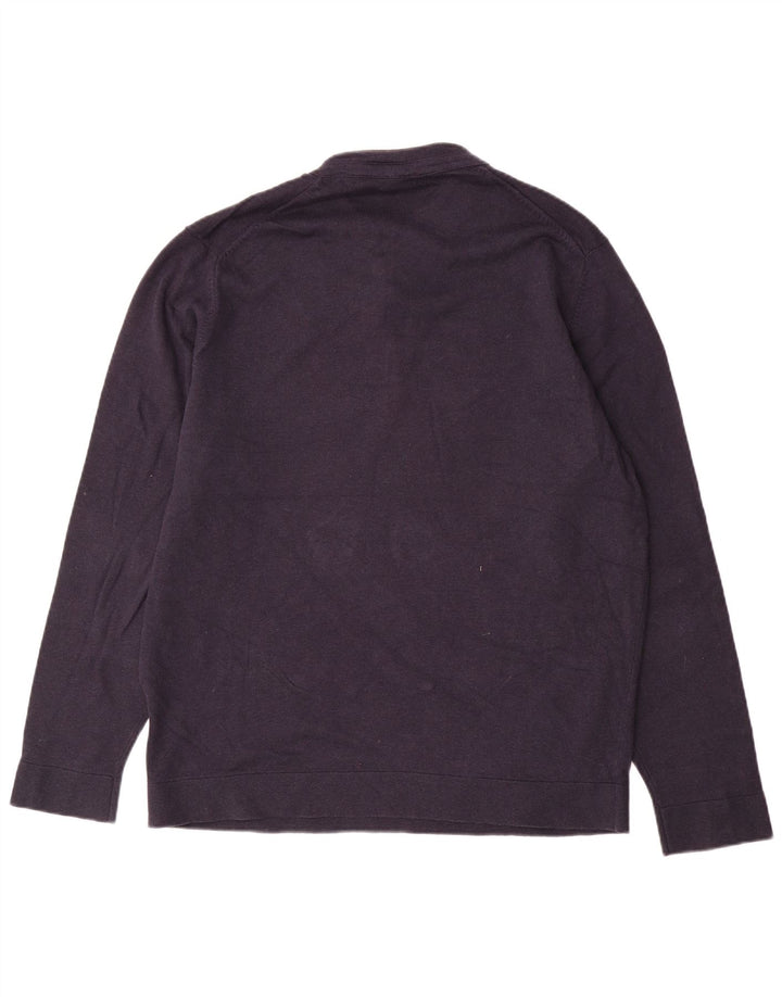 Massimo Dutti Pulover pentru bărbați cu gât cu nasturi, XL, bumbac bleumarin